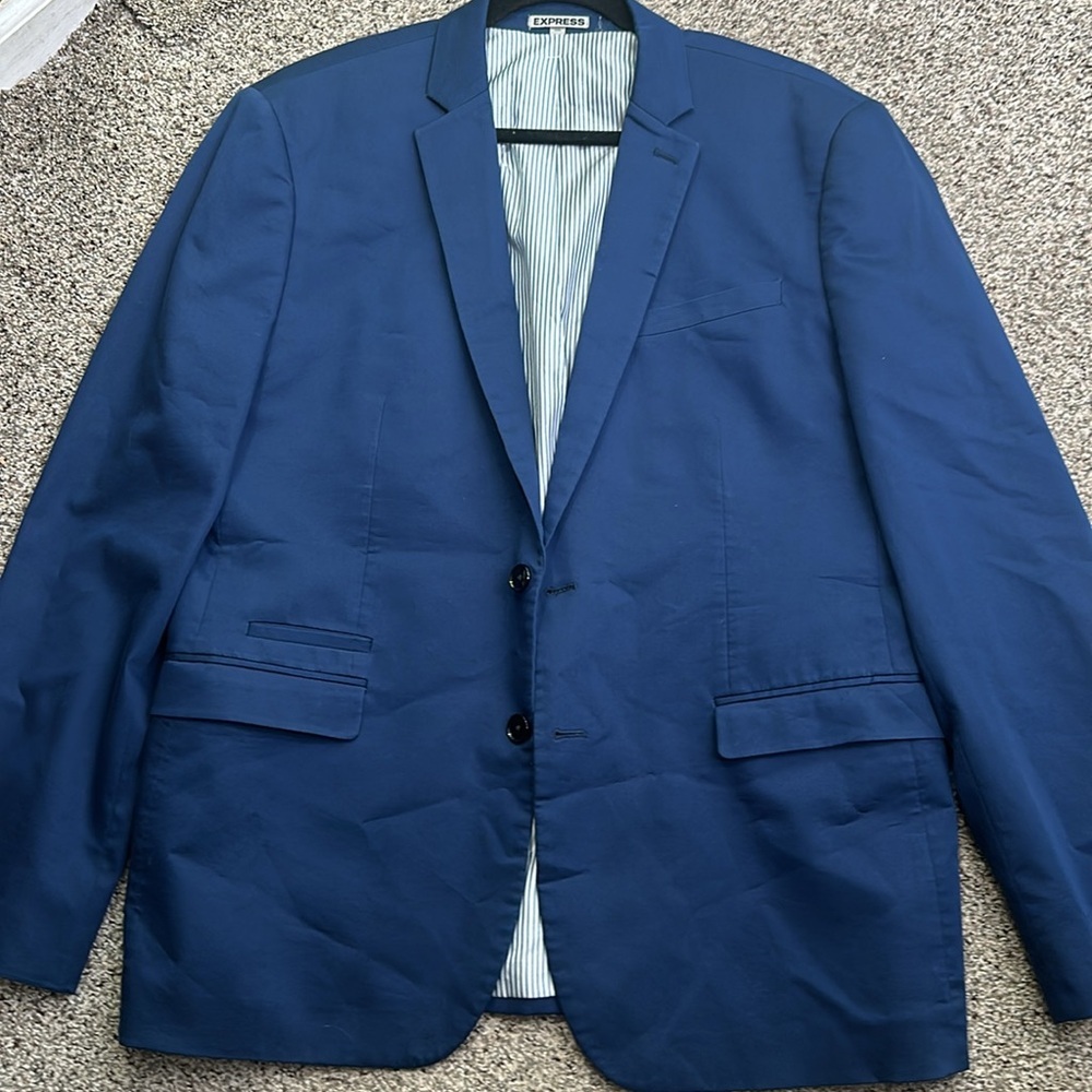 Express men's blue slim fit sport coat blazer size 44R office career - Picture 8 of 11